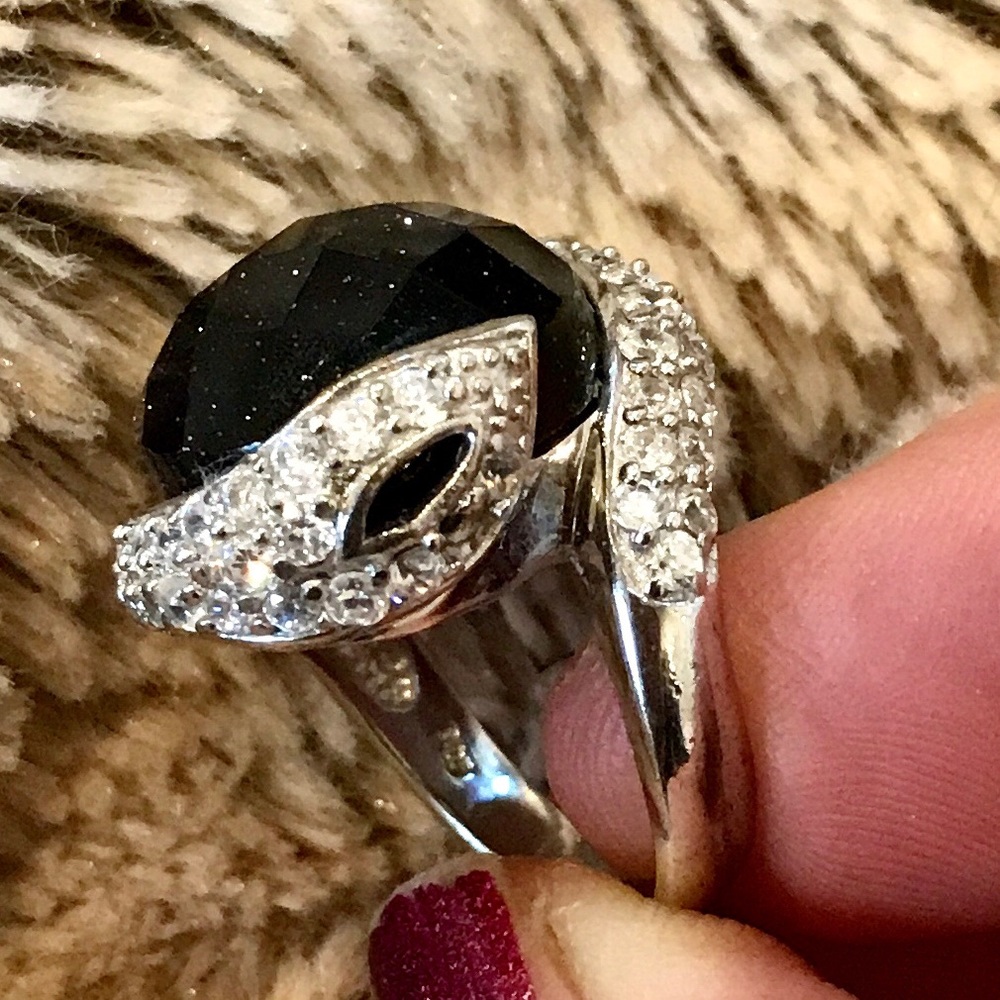 Black Stone Sterling Silver Ring - image 5